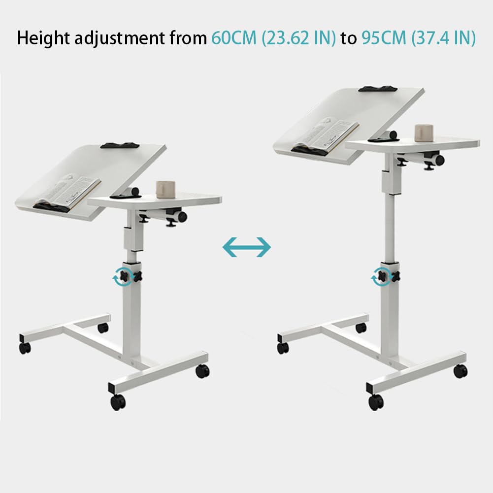 Mesa de cama con ruedas de altura ajustable, mesa móvil para discapacitados para comer, mesa de hospital sobre la cama, sofá sobre la cama, mesa auxiliar con bandeja, carrito de escritorio