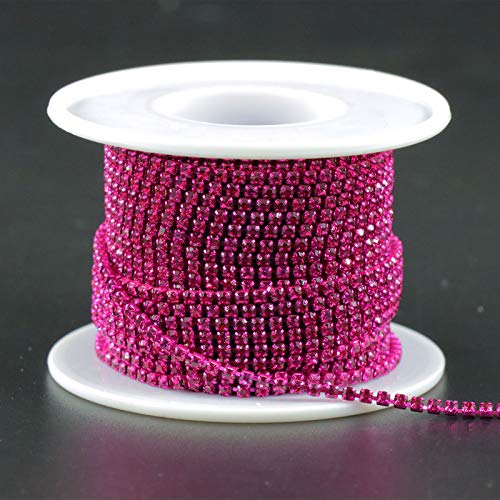 Jerler 10 Yards Crystal Rhinestone Trim SS6.5/2.0mm Close Chain for Sewing Crafts Ideal Wedding Party DIY Decoration
