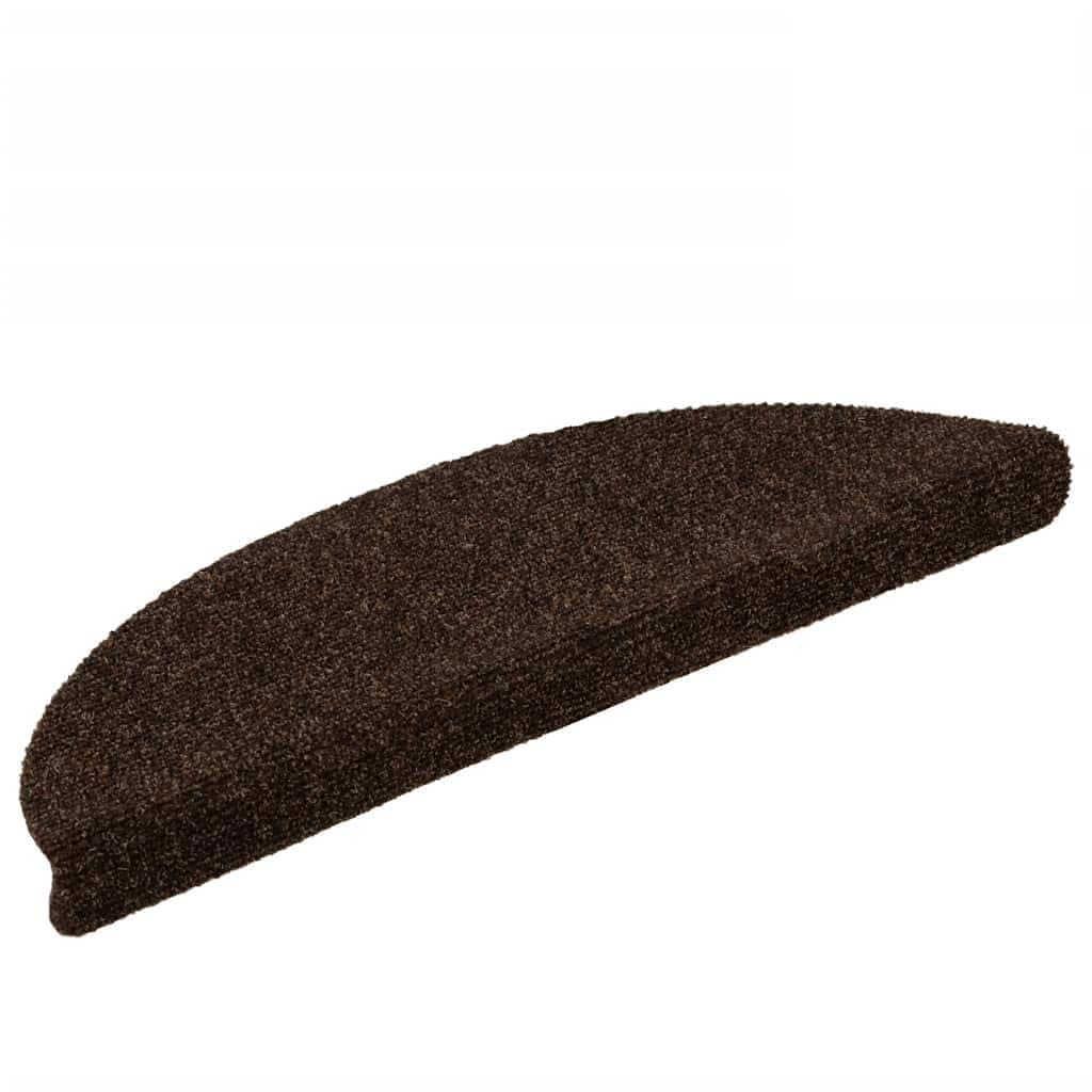 Stufenmatten Selbstklebend 15 Stück 56x17x3 cm Braun Halbrund Treppenstufen Matten, Teppich Innen für Treppen, rutschfest Stufenmatten Treppenteppich