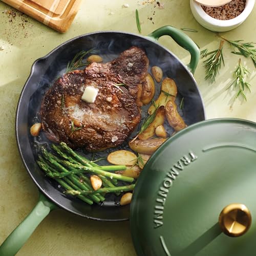 Image of Tramontina Bestow Enameled Cast Iron 12-Inch Skillet with Lid, Cactus