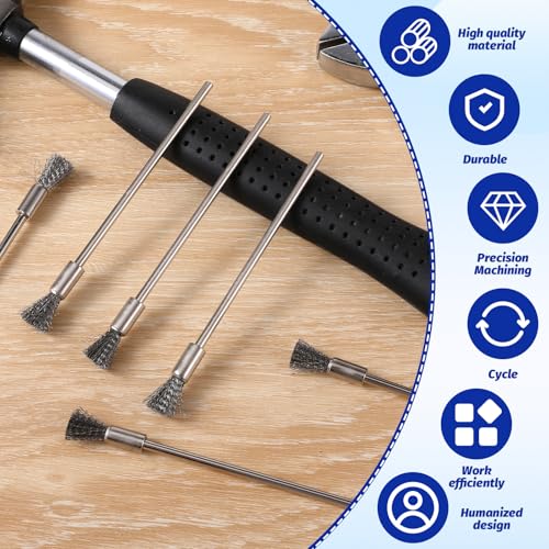 Image of 10 Pieces Extended Stainless Steel Wire Steel Cleaning End Brushes Pen Wire Brush Rust Paint Removal Bits Polishing Rotary Tools (6 mm end Brush)