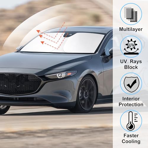 Image of Windshield Sun Shade Fit for 2019-2024 2025 2026 Mazda 3 Accessories Mazda3 Hatchback /Sedan Window Shade Cover Foldable Sunshade Shield Blocker Keeps Cool