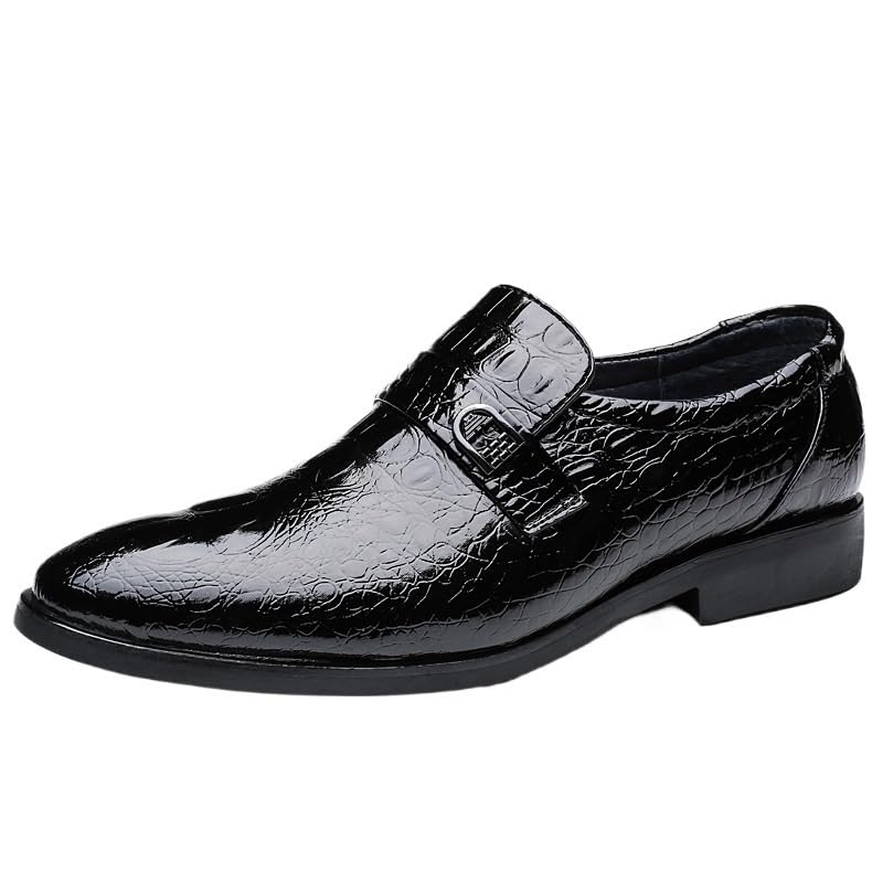 Formal Oxford Shoes for Men Burnished Leather Uniform Slip-on Pointed Toe Anti-Slip Non Slip Rubber Sole Block Heel Low Top Business3