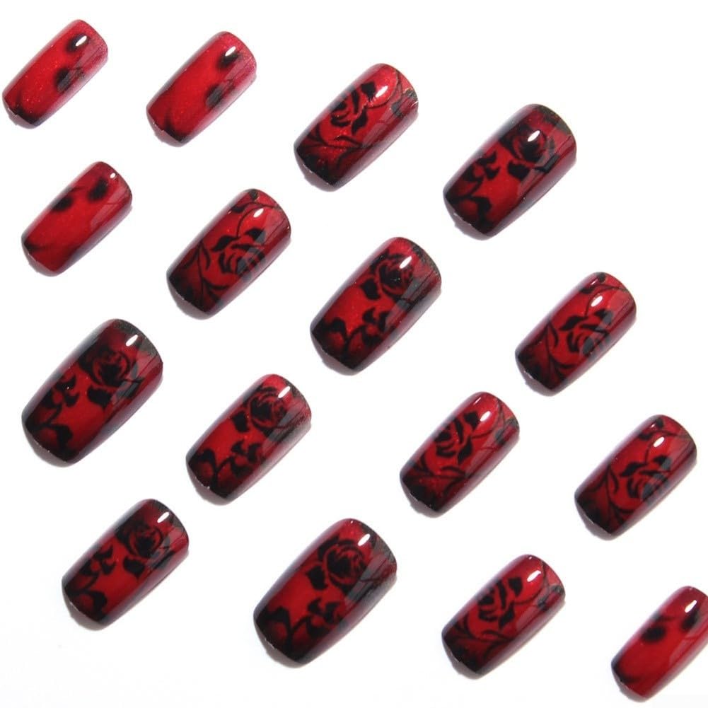 Uñas Cuadradas Medianas ABS para estilo Retro Vintage Uñas Cuadradas