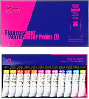 Mairtini Fluorescent Watercolor Paint Set 12color 8ml Tube for Art painting, DIY Crafts, ScrapbookingIdeal for Artists, Students, Craft Lovers