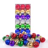 Christmas Ball Ornaments - 36 Pieces of Shatterproof Plastic Christmas Balls with Rings, 6-Color Mixed Packaging, 40mm / 1.56Inches, for Holiday Wedding and Party Decoration