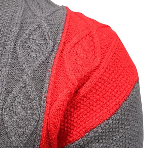 Men's Colorblock Knitted Sweater Long Sleeve Ribbed Male Knits Sweaters Winter Round Neck Knit Pullover3