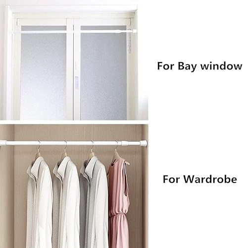 Miniatura 2 de Paquete de 3 barras de cortina de tensión para armario de ventana, color blanco, extensible, ajustable, de 15.7 a 28 pulgadas, barras de tensión de