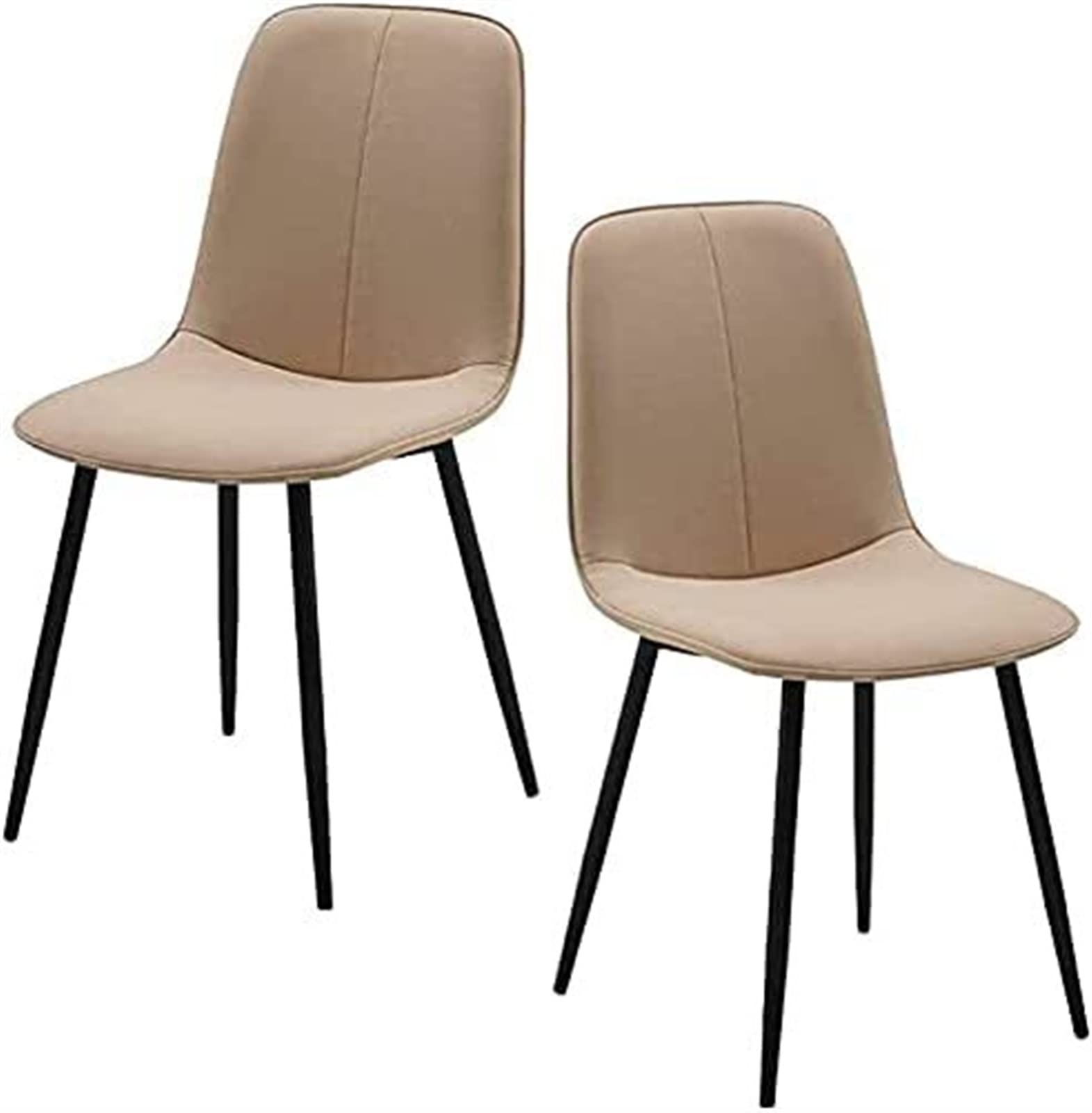 SJIALEN Modern Kitchen Dining Chair Set of 2, Lounge Chair Black Legs Counter Chair Technology Cloth Backrest Chair Kitchen Chair (Color : Beige, Size : 42x45x88cm)