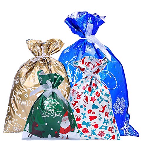 BLAZOR Bolsas de Regalos Navidad, 30 Piezas Envoltura de Regalos Bolsas Para, Bolsas Navideñas con Cordón Decoracion, Suministros de Fiesta,Bolsas de Regalo de Año Nuevo