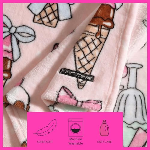 Image of Betsey Johnson - Blanket, Buttery-Soft Throw Blanket for Couch or Bed, Boldly Plush & Oversized Bedding (Coquette Ice Cream Pink, 50 inch x 70 inch)