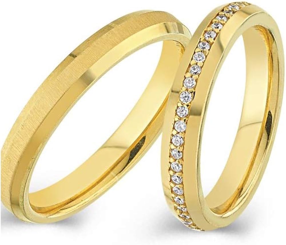 Edi heart 14k 585 solid real gold moissanites rings elegant for women Anelise 14K Real Solid Yellow Fine Gold 1195 Wedding Band Rings Set For