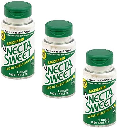 Necta Sweet 1-Grain Saccharin Tablets - Zero-Calorie Sugar Substitutes (3-Pack 1,000-Tablet Bottle)