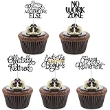 loghohu 30Pcs Retirement Cupcake Toppers, Retired Cupcake Toppers Retirement Decorations for Farewell Theme Birthday Party Cake Decorations