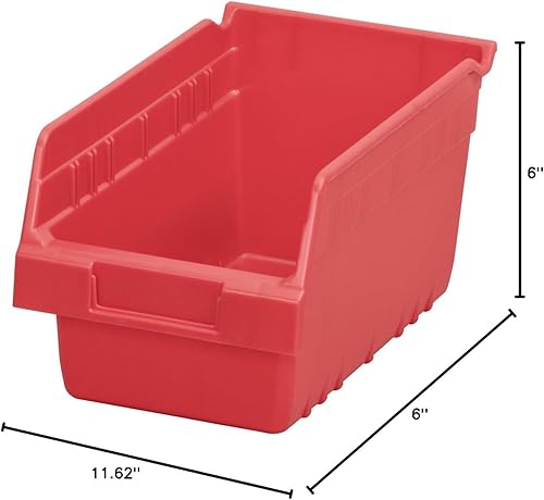 Miniatura 10 de Akro-Mils 30090 ShelfMax - Caja de almacenamiento de plástico, (12 x 6 x 6 pulgadas), color rojo, (paquete de 10)