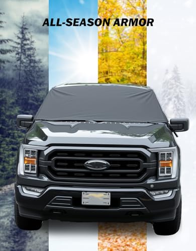 Image of JOYTUTUS Windshield Snow Cover for Full-Size Truck Extra Large Pickup Windshield Cover for Ice and Snow Compatible with Ford F150 F250, Ram, Silverado, Sierra, Tundra