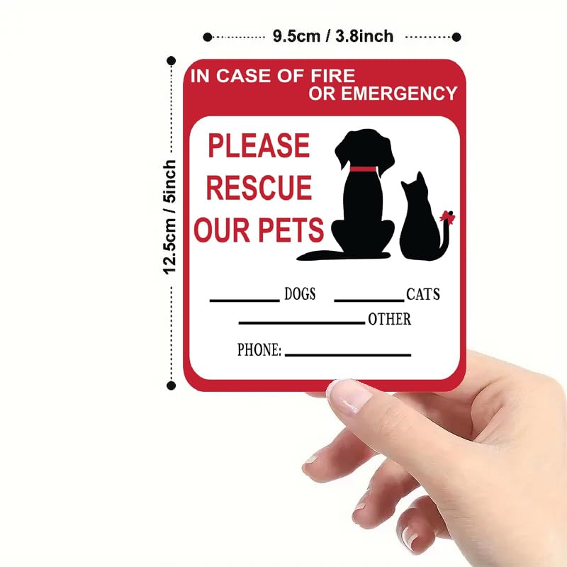 Image of Adullpony in Case of Fire or Emergency Please Rescue Our Pets Stickers - Pet Alert Safety Stickers, 5x4 inch Pet Fire Rescue Signs for Car and Home Windows 6PCS