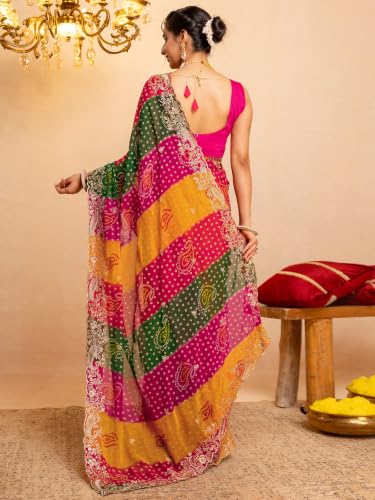 Satrani georgette bandhani saree – image 3