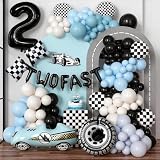Toyssa 180 Globos para Coche de Carreras, Decoración Azul y Negro,...