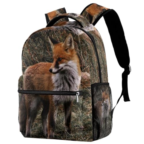 Sac à dos d'école renard marron et blanc 29.4x20x40cm pour adolescents et enfants