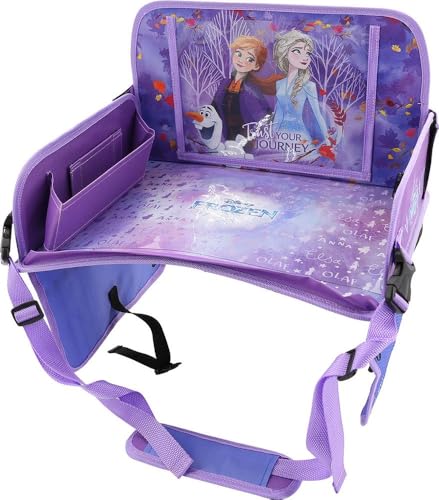 Migliori Regali per Bambina a cui piace Elsa di Frozen Tataway Disney Frozen Tavolino da Viaggio Auto - Vassoio Bambina con grafiche Elsa Anna Olaf - Comodo e Regolabile - Tavolo con Tasche Portaoggetti - Ripiano Multifunzione per Disegni e Snack Auto