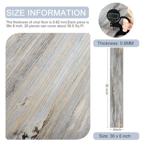 Image of Peel and Stick Floor Tile, 20 Pcs, 29 Sq.Ft, Vinyl Flooring Self Adhesive and Durable, Natural Wood Look Floor Tiles Peel and Stick Waterproof for Transfer Bedroom, Kitchen, RV, Bathroom, Living Room