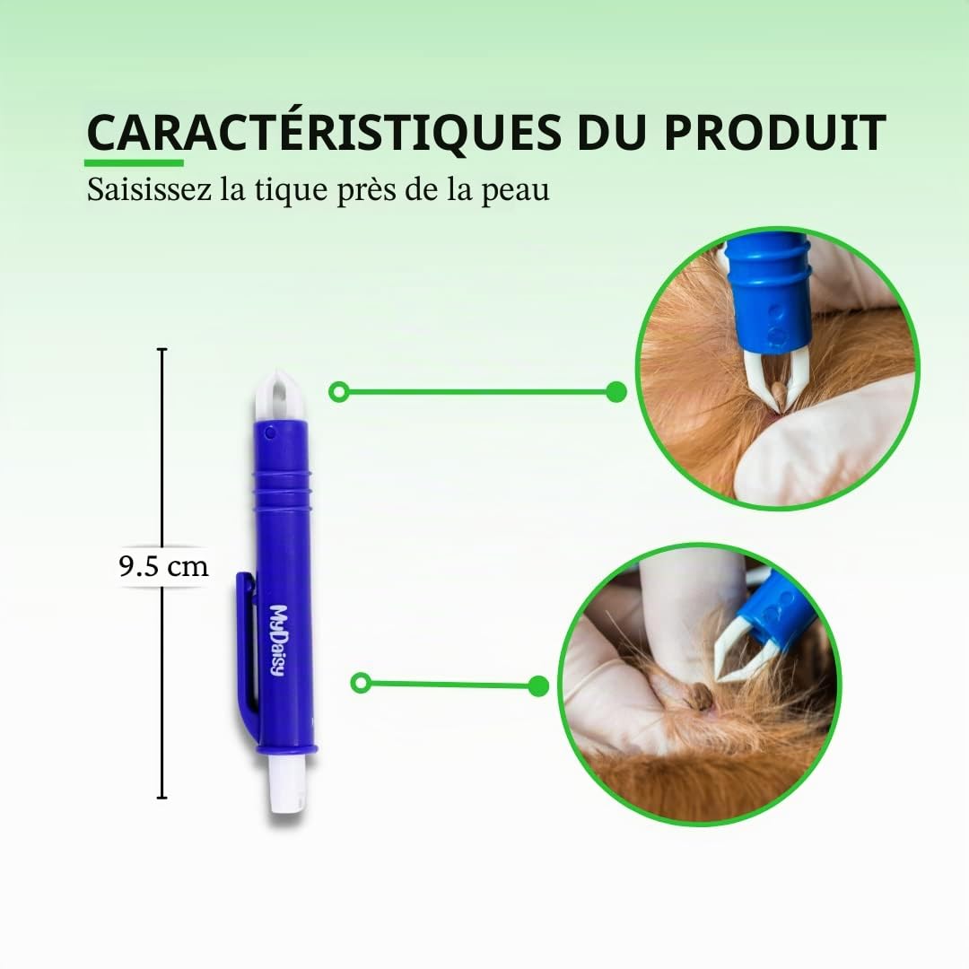 MYDAISY Lot de 5 Pinces à tiques avec étui - Pince à Tiques pour Chats et Chiens - Protection Contre Les Tiques pour Les Humains, Les Animaux Domestiques et Les Enfants - Crochet à tiques