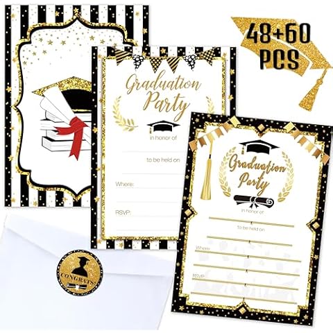 jollylife 156PCS Graduation Party Invitations 2025 Cards with Envelopes Stickers - Grad Congrats Announcements Supplies(2 Styles) Cover
