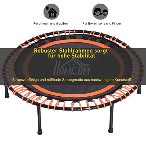 HOMCOM Trampolin für Kinder und Erwachsene, Gartentrampolin, Joga, 100 kg belastbar, Stahl, Schwarz, Ø101,6 x H25 cm – Bild 5