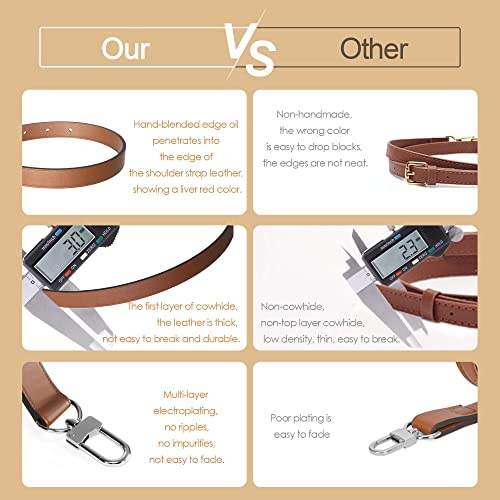 Vachetta Leather Adjustable Replacement Strap and Shoulder Strap Pad Set for Crossbody Shoulder Bag Handbag Felt Bag Fits can perfectly match various types of bags Caramel Colour (box and dust bag)2