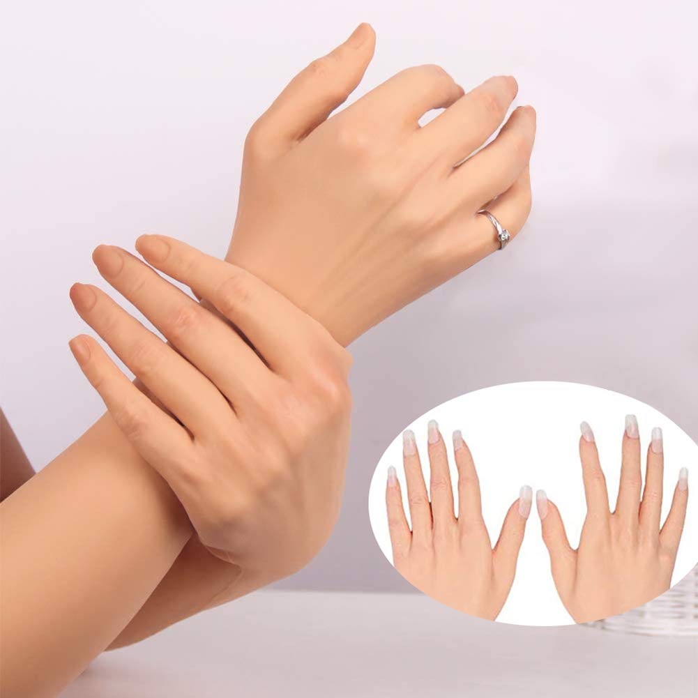 Guanti realistici in silicone falso mano femminile artificiale per la pelle protesica Crossdresser Cosplay