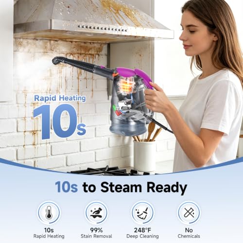 Image of Steam Mop & Detachable Handheld Steam Cleaner | 10s Fast Heat-Up, 248F Deep Cleaning, 8 Accessories, 320ml Tank with Swivel Head Mop for Car Accessories Floor Home, Gray