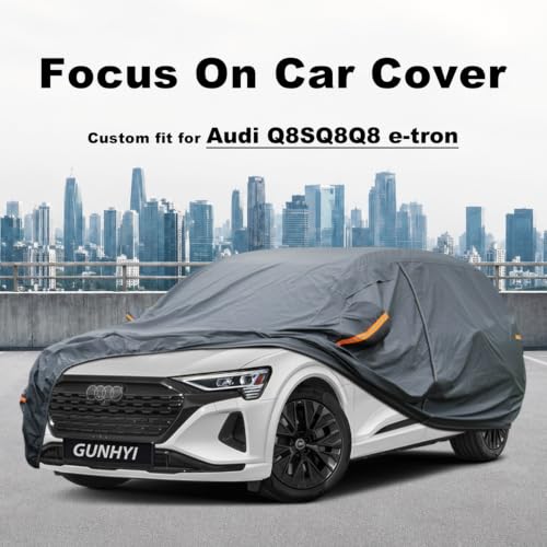 Image of GUNHYI Premium Car Cover Custom Fit Audi Q8 /SQ8 /Q8 e-tron, 16 Layers Heavy Duty Car Cover Waterproof All Weather with Zipper Door for Sun Rain Snow Dust Uv Protection
