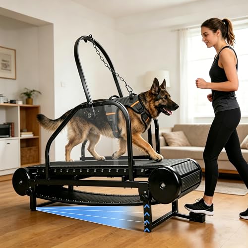 HSAUPI Dog Treadmill for Large Dogs Non-Motorized Slatmill with Foot Brake