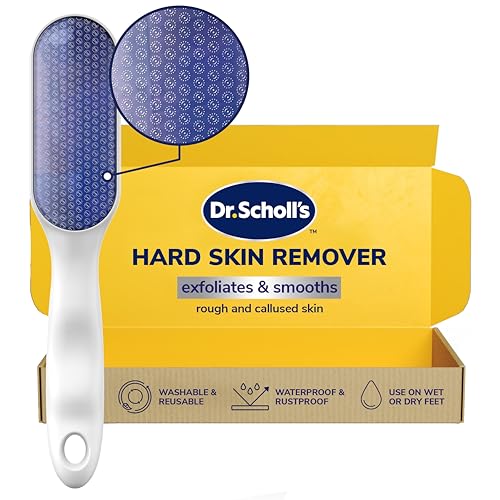 Dr. Scholl’s Nano Glass Foot File - Immediately Removes Hard Skin on Wet or Dry Feet, Waterproof & Rustproof, Gentle Dead Skin and Callus Remover, Pedicure Foot Scrubber for Shower, Soft-Grip Handle