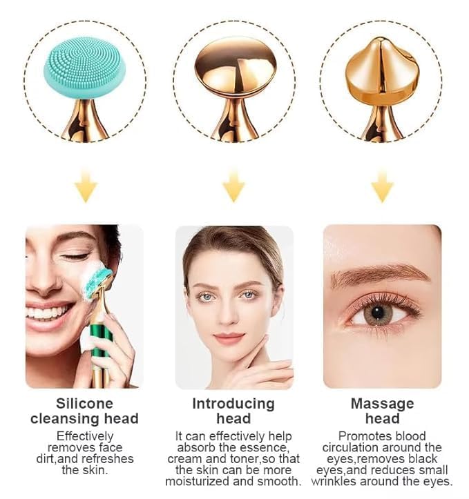 Image of UCRAVO 3 in 1 Electric Face Massager for Glowing Skin, Vibration Skin Care Tool for Glowing, Firm & Youthful Facial Cleansing Brush, Anti-Ageing Device, Lifting Skin Tightening Tool for Women & Men