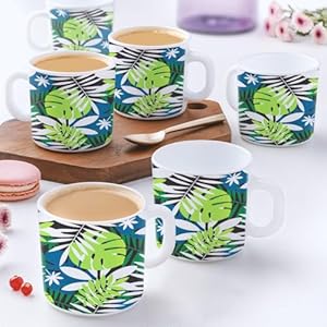 Larah by BOROSIL Forest Opalware Mug, Set of 12 Tea/Coffee Mugs, 180 ml Each, Microwave & Dishwasher Safe, Bone-Ash Free, Crockery Set Ideal for Daily Use & Gifting, White