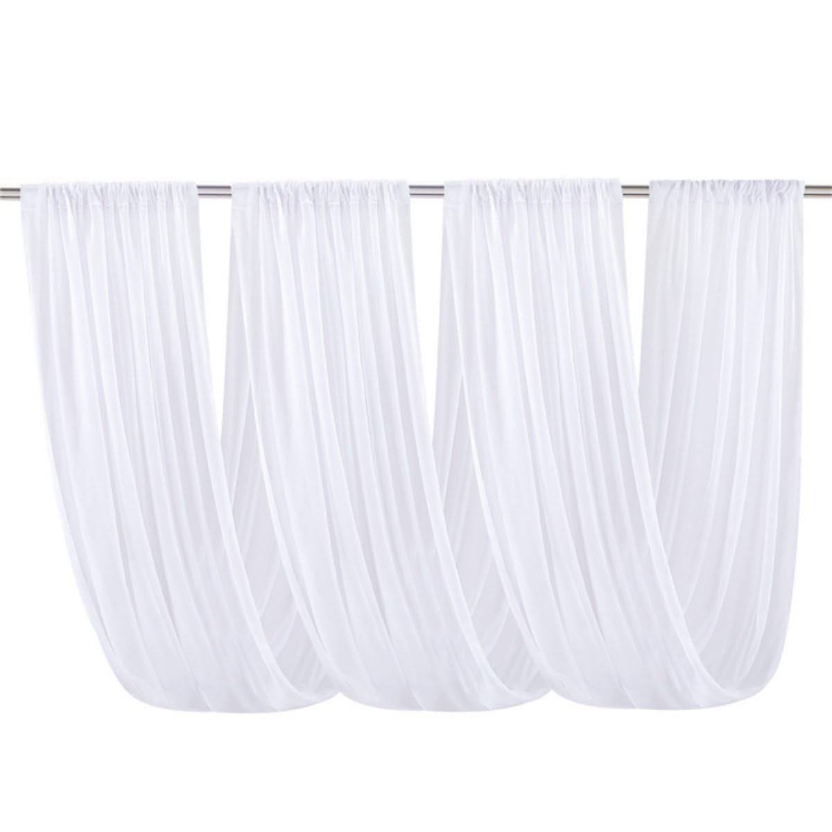 Hochzeits-Chiffon-Vorhänge, elastisches Dekotuch für Hochzeiten, einfarbiges Chiffon-Hängetuch mit Stangentasche, Party-Dekoration für Veranstaltungen und Feiern (rot, 150 * 600cm)