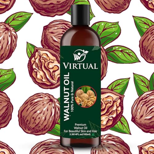 Image of VIRTUAL 100% Pure Walnut (Akhrot) Oil For Hair Growth, Skin Care, Cold Pressed Aromatherapy Natural Oil (100ml)