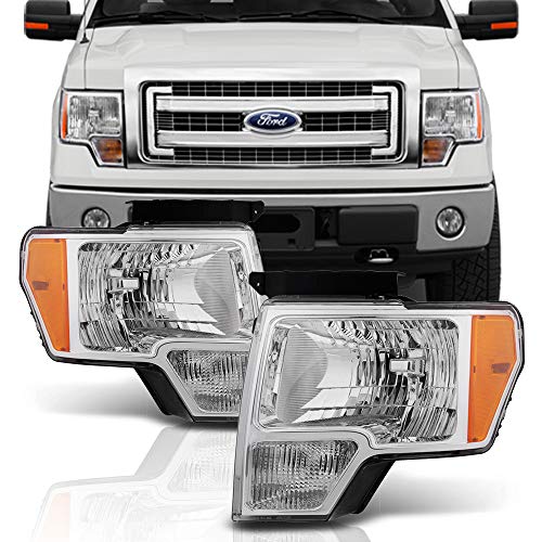 ACANII - For [Halogen Model] 2009-2014 Ford F150 Pickup Headlights Headlamps Assembly Pair Set Driver + Passenger
