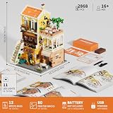Lumibricks Włoska Restauracja Domowa, Prezent na Święta, Modułowy Budynek 2868 elementów z Pizzerią i Kawiarnią, Dekoracja w Stylu Śródziemnomorskim, Idealny Prezent dla Miłośników Jedzenia i Klocków
