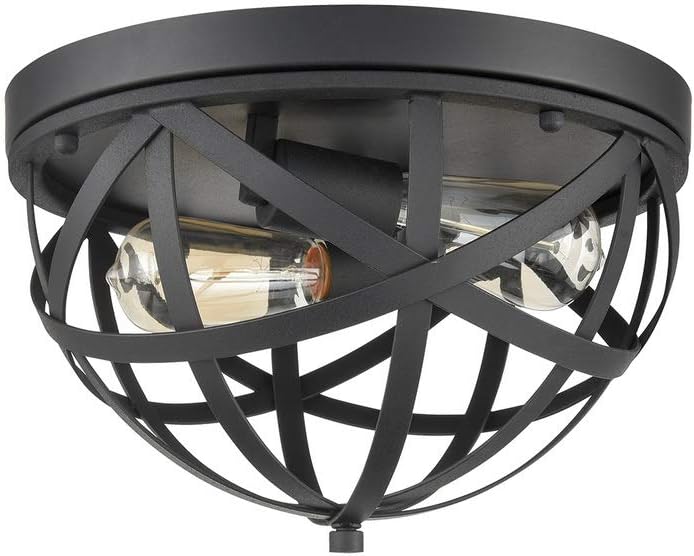 Rеvіеw CLAXY Industrial Flush Mount Ceiling Light Black Dome Cage Light Fixture