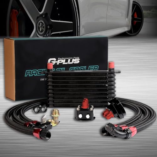 G-plus 10 Row An10 Black Universal Engine Transmission Oil Cooler Kit Oil Fil...