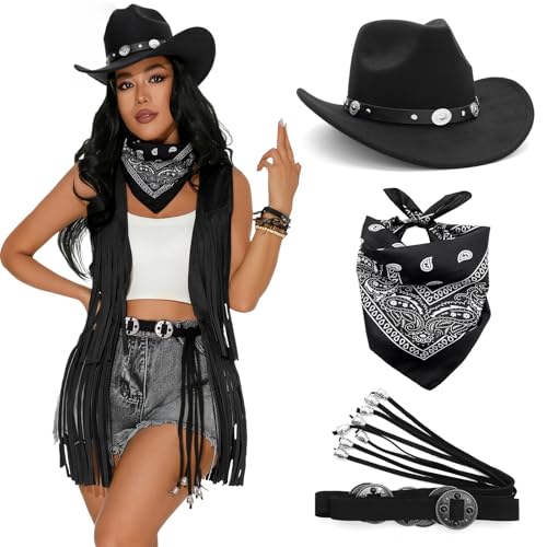 Tenue de cowgirl avec chapeau Wild Western pour vos soirées à thème et festivals