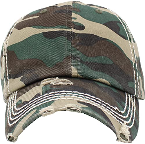 Image of KBETHOS Vintage Washed Distressed Cotton Dad Hat Baseball Cap Adjustable Polo Trucker Unisex Style Headwear