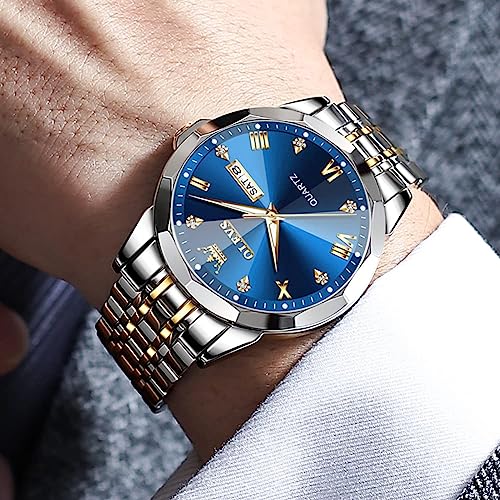 Image of OLEVS Watch for Men Women Large Face Unisex Diamond Luxury Dress Analog Quartz Stainless Steel Waterproof Luminous Date Business Casual Wrist Watch