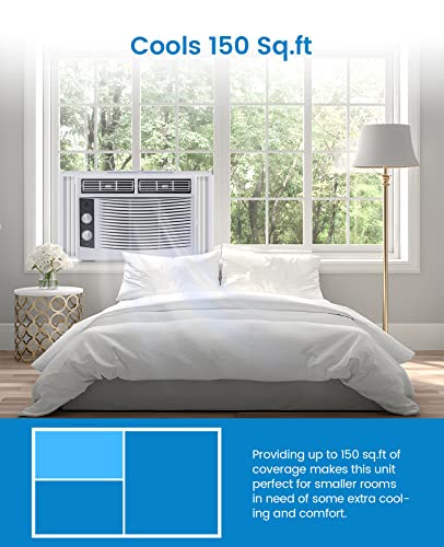 Image of 5000 BTU Window Air Conditioner,Easy Install Kit, 2-Way Air Direction, Mechanical Controls, Cools Up to 150 Sq.Ft,Ideal for Bedroom Room Home