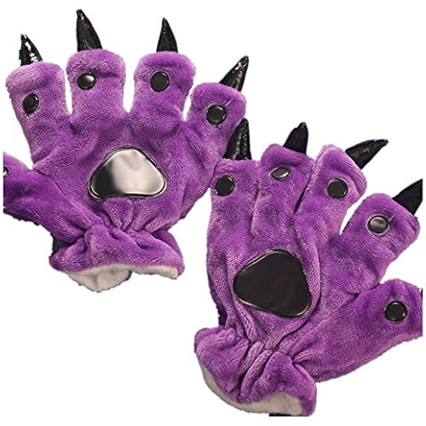 QZERPLAY Unisex Paw Claw Winter Finger Gloves for Halloween Costume Purple S Cover