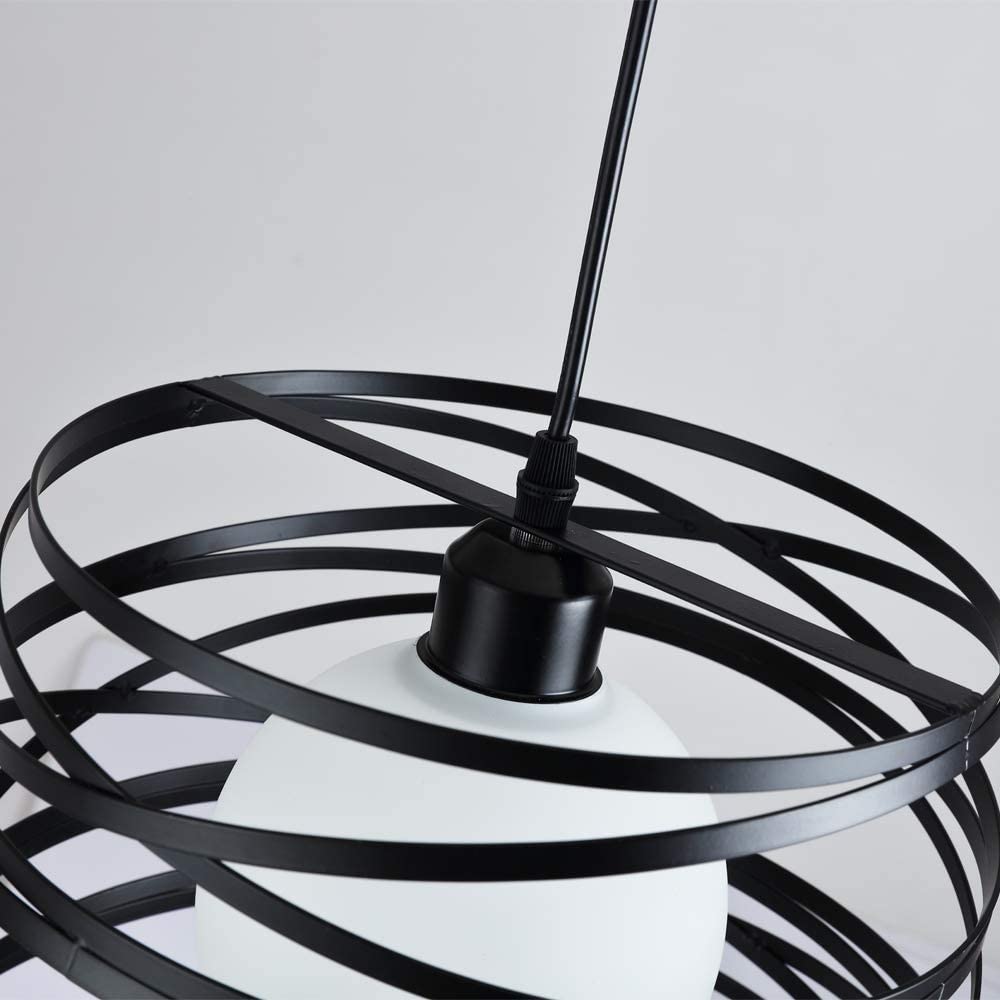 Lampadario Sospensione Moderno In Ferro - Design A Fasce, Attacco E27, Max 60W, Bianco O Nero - Foto 11