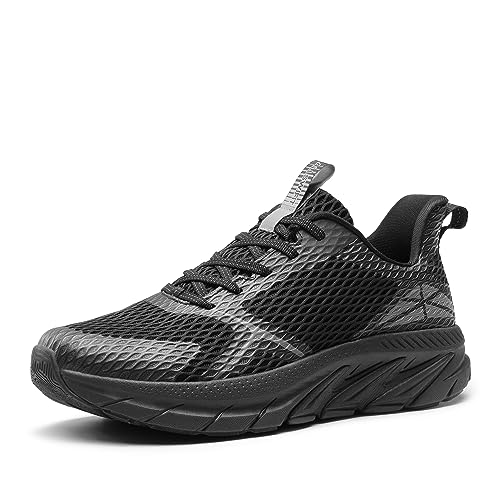 ALLSWIFIT Men's Road Running Tennis Shoes Mens Trainers Comfortable Walking Shoes Athletic Workout Gym Cross Trainer Sneakers Trainers for Men,Size 9,All Black,SARR009M